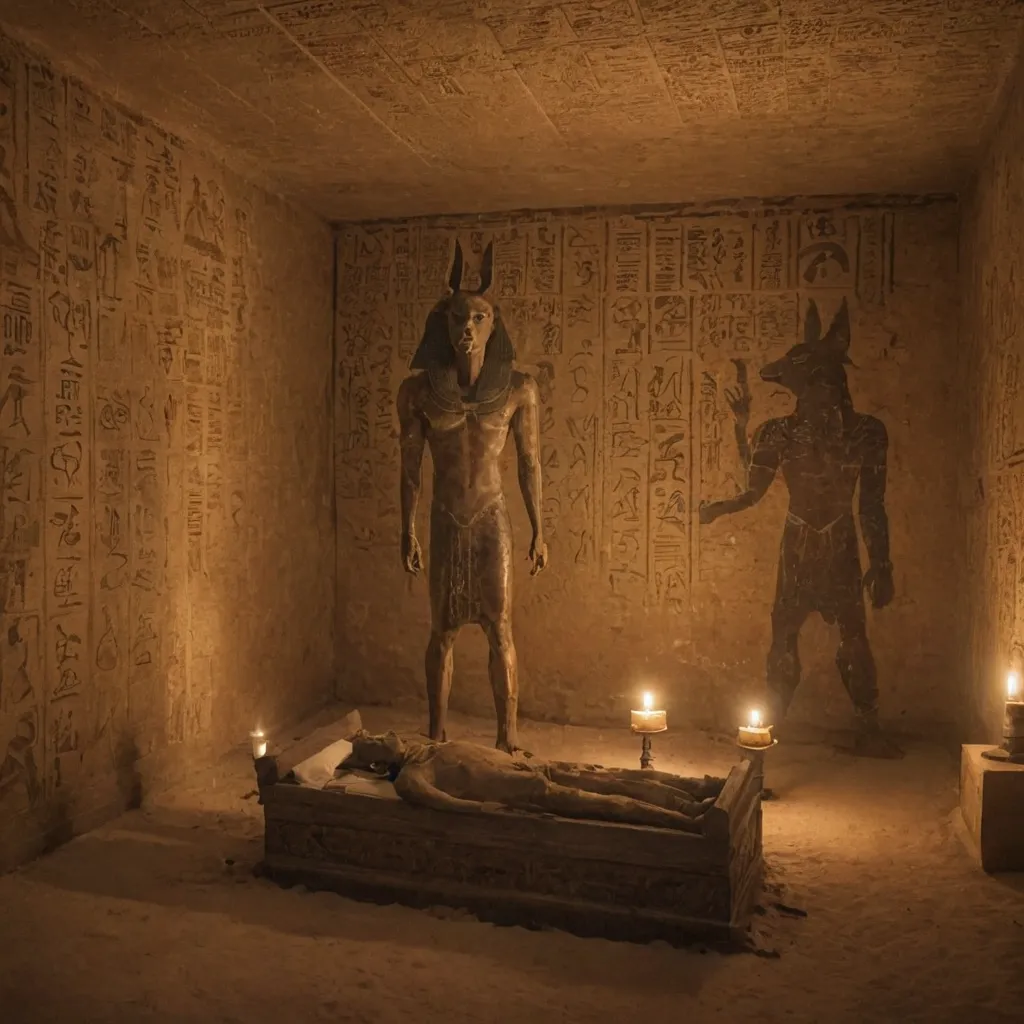 Anubis Oversees the Mummification Process