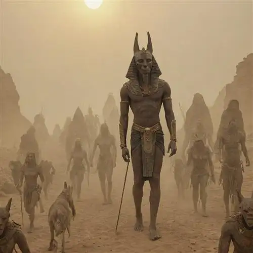 Anubis - Exploring the pivotal role of Anubis in the elaborate funerary rites and beliefs surrounding the journey of the soul into the afterlife, as depicted in ancient Egyptian art and texts.