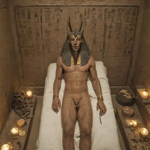 Anubis - Anubis, the god of embalming, oversees the meticulous mummification process to prepare the dead for the afterlife.